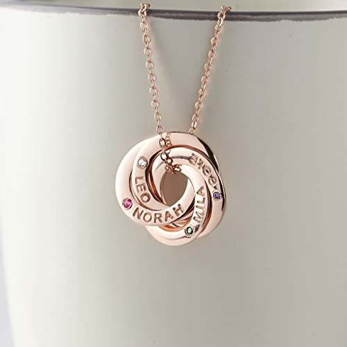Mom Necklace With Childrens Names Birthstones