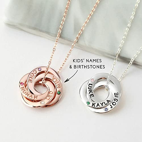 Mom Necklace With Childrens Names Birthstones