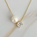 Single Pearl And Cubic Necklace